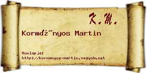 Kormányos Martin névjegykártya