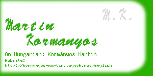 martin kormanyos business card